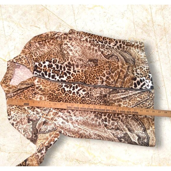 Chicos Leopard Print Lightweight Zip Jacket Size 3 Paisley Mix Design Womens - Picture 5 of 8